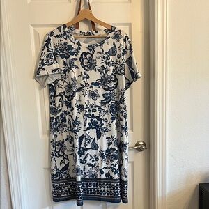 Floral Blue and White Dress